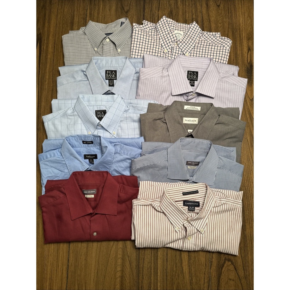 Men's BUNDLE 9-Long Sleeve Button Downs, 1-Sh Sleeve, Sizes‎ M, 15-15.5, 16-16.5